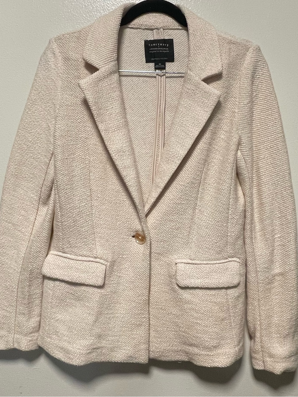 Anthropologie Cream Bouclé Blazer Jacket